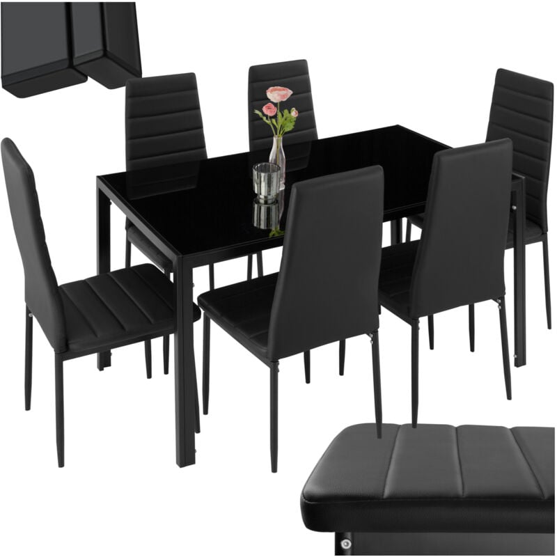 Tectake Table Set y 6 brandenburg tectoke chair conjunto de mesa sillas comedor para juego elegantes ligeras asientos casa 800551 muebles 6x mobiliario cocina cuero