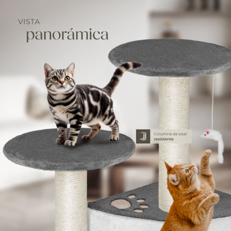 Rascador para gatos Tommy - árbol rascador para gatos, parque de juegos para gatos con columnas de sisal, juguete para gatos con casetas