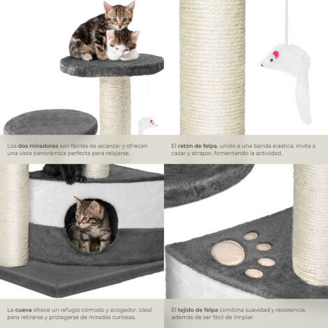 Rascador para gatos Tommy - árbol rascador para gatos, parque de juegos para gatos con columnas de sisal, juguete para gatos con casetas