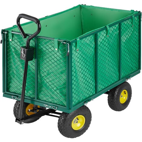 Carrito de transporte máx. 544 kg - carretilla de mano para jardín, carro con mango para transporte manual, carretilla de transporte de metal - verde