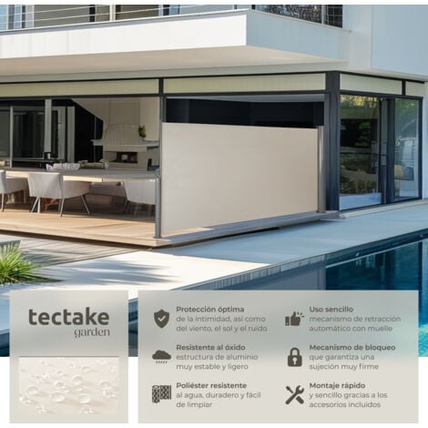 Toldo lateral extensible de aluminio con mecanismo enrollable - marquesina lateral para terraza, toldo extensible de jardín con enrollado automático, lona lateral enrollable para patio - 160 x 300 cm