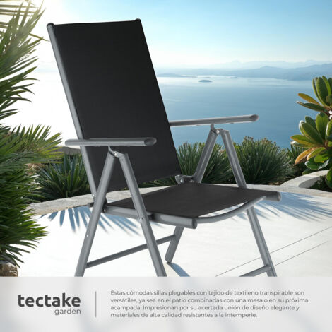 2 sillas de jardín plegables de aluminio - mueble de terraza plegable, silla con estructura de aluminio y malla sintética, asiento reclinable transpirable