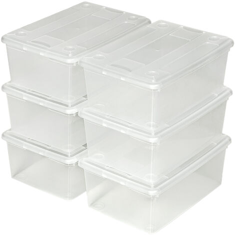 Set de 6 cajas de almacenaje 33x23x12cm cajas organizadoras con tapa pack de cajas apilables para