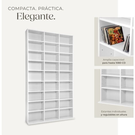 Estantería Christel 180x102x23,5cm - estantería de madera para DVD, mueble para CDs con pared posterior estable, estantes de almacenamiento para salón