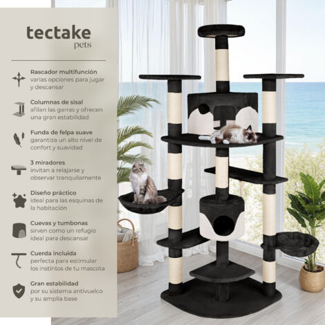 Rascador para gatos Nelly - árbol rascador para gatos, parque de juegos para gatos con columnas de sisal, juguete para gatos con casetas