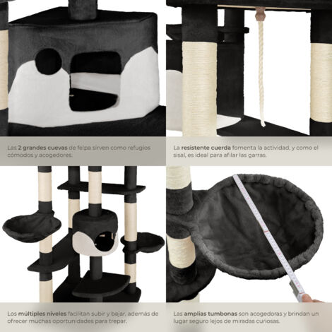 Rascador para gatos Nelly - árbol rascador para gatos, parque de juegos para gatos con columnas de sisal, juguete para gatos con casetas