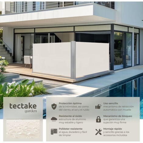 Toldo lateral doble extensible de aluminio - toldo lateral para terraza, toldo extensible de jardín con enrollado automático, lona lateral enrollable para patio - 160 x 600 cm