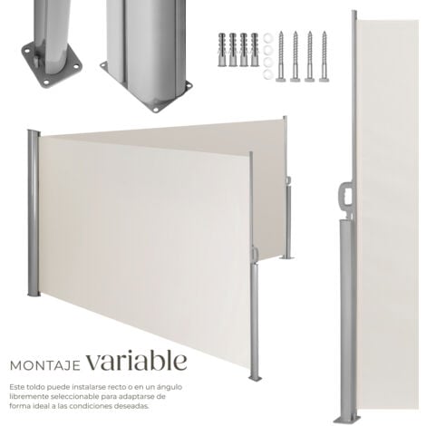 Toldo lateral doble extensible de aluminio - toldo lateral para terraza, toldo extensible de jardín con enrollado automático, lona lateral enrollable para patio - 160 x 600 cm