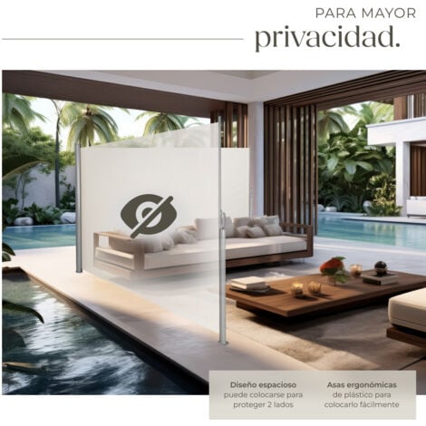 Toldo lateral doble extensible de aluminio - toldo lateral para terraza, toldo extensible de jardín con enrollado automático, lona lateral enrollable para patio - 160 x 600 cm