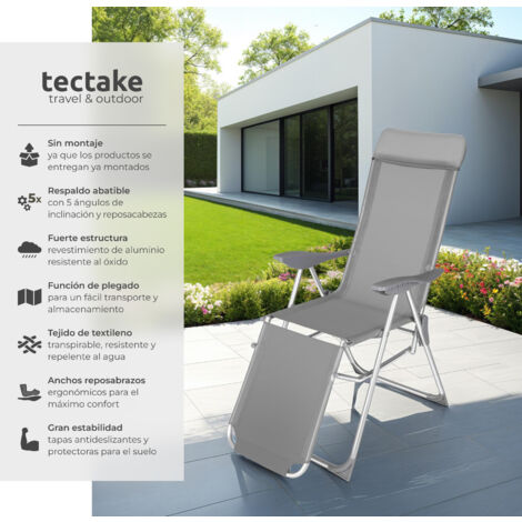 Conjunto de 2 sillas plegables Jana - mueble de terraza plegable, silla con estructura de aluminio y malla sintética, asiento ajustable con reposacabezas