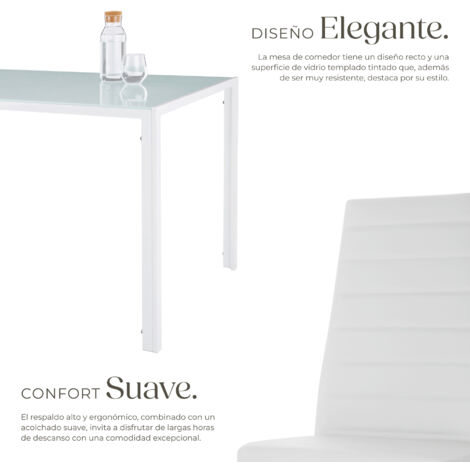 Conjunto de mesa y 4 sillas de comedor Berlín - mesa y sillas para salón, juego de mesa y sillas elegantes ligeras, asientos de comedor para casa