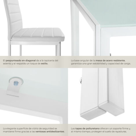 Conjunto de mesa y 4 sillas de comedor Berlín - mesa y sillas para salón, juego de mesa y sillas elegantes ligeras, asientos de comedor para casa
