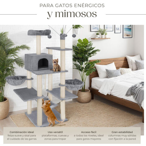Rascador para gatos Lilou - árbol rascador para gatos, parque de juegos para gatos con columnas de sisal, juguete para gatos con casetas