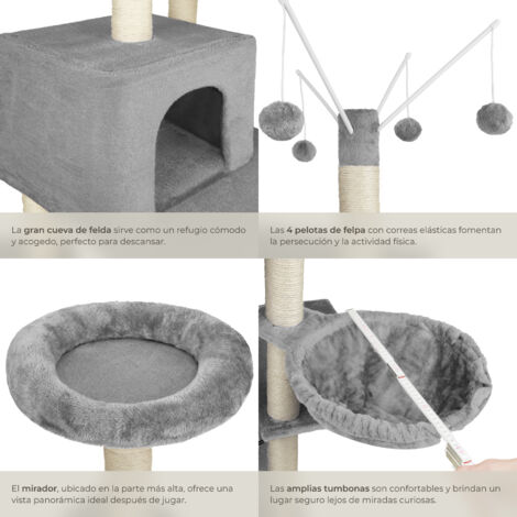 Rascador para gatos Lilou - árbol rascador para gatos, parque de juegos para gatos con columnas de sisal, juguete para gatos con casetas