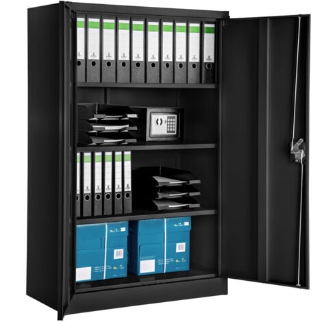 Armario archivador con cierre de seguridad y 4 alturas 140x90x40cm - armario  metálico de oficina, mueble archivador