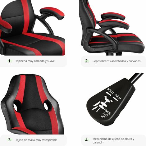 Silla de oficina Benny - silla de escritorio tipo gamer, silla de estudio para mesa de ordenador, asiento para despacho transpirable
