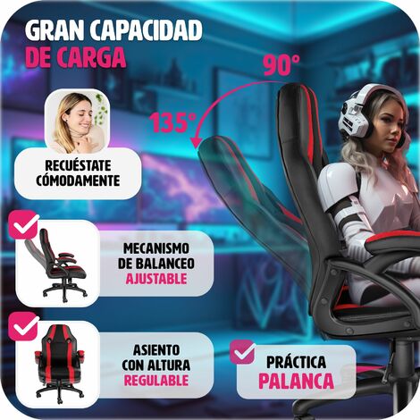 Silla de oficina Benny - silla de escritorio tipo gamer, silla de estudio para mesa de ordenador, asiento para despacho transpirable