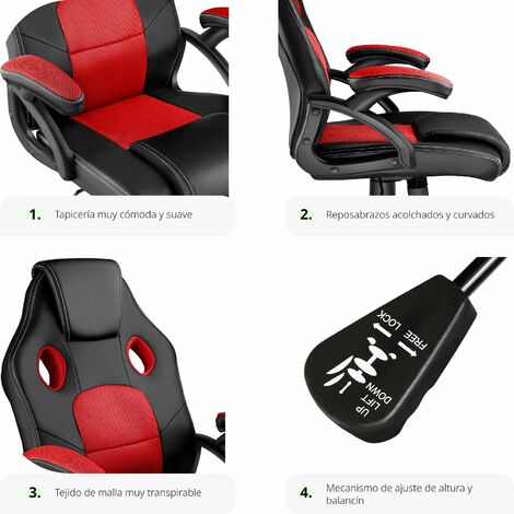 Silla de oficina Racing Mike - silla de escritorio tipo gamer, silla de estudio para mesa de ordenador, asiento para despacho transpirable