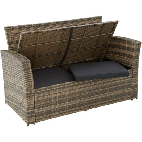 Conjunto de ratán Módena con funda protectora incluida - mueble de exterior de poli ratán, muebles de ratán sintético con cojines y fundas, asientos de jardín de polirratán con estructura de aluminio