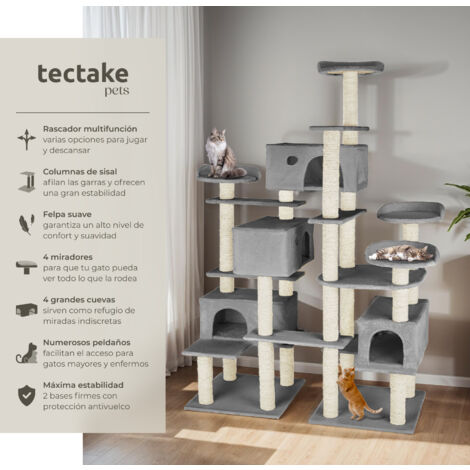 Árbol rascador para gatos Entissar - árbol rascador para gatos, parque de juegos para gatos con columnas de sisal, juguete para gatos con casetas