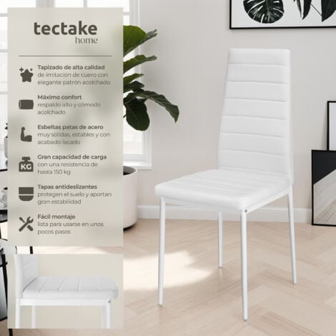 Sillas de comedor THOMAS - sillas para salón de diseño, set de sillas de comedor elegantes con respaldo acolchado, conjunto de asientos de comedor para casa - Juego de 8