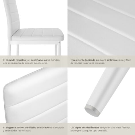 Sillas de comedor THOMAS - sillas para salón de diseño, set de sillas de comedor elegantes con respaldo acolchado, conjunto de asientos de comedor para casa - Juego de 8