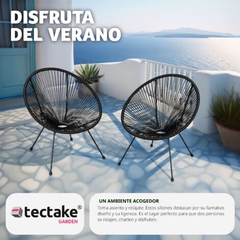 Conjunto de 2 sillas retro Santana estilo Acapulco - sillas tipo acapulco, sillas de hilos elásticos estilo retro ligeras, asiento cómodo estable de acero