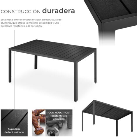 Mesa de aluminio para jardín Bianca con patas ajustables en altura 150x90x74,5cm - mueble para terraza de aluminio, mesa moderna para exteriores con estructura inoxidable, mobiliario para patio establ
