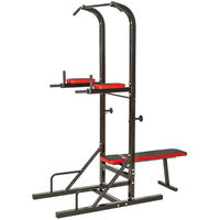Máquina musculación multiestación con barras para dominadas y banco de entrenamiento - máquina de gimnasio, aparato de gimnasia, banco de musculación - negro