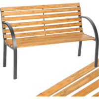 Banco para jardín de madera Micha 62x83cm - banco de exterior para terraza, banquito de madera natural lacada para patio, banca para porche de acero