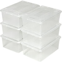 Set de 6 cajas de almacenaje 33x23x12cm - cajas organizadoras con tapa, pack  de cajas apilables para
