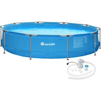 Piscina desmontable redonda con filtro depurador Ø 360 x 76 cm - piscina portátil de acero robusto, piscina para jardín con desagüe rápido, piscina particular con depuradora