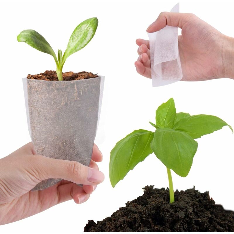Bolsas de Plántulas de Plantas No Tejidas 3 Tamaños XiXiRan Bolsas de Cultivo Biodegradable 300 Piezas Bolsas Vivero 