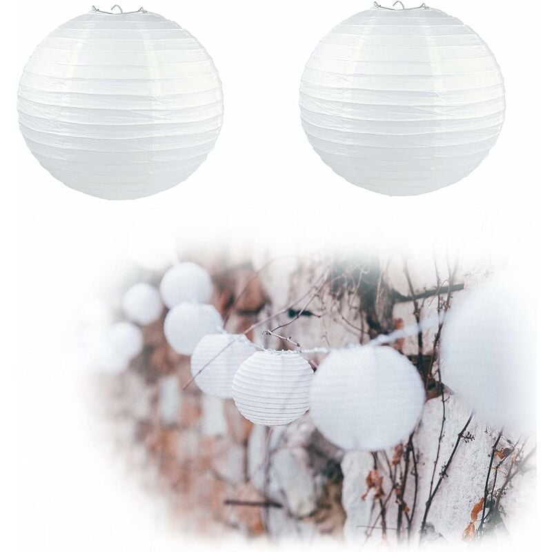 12 PCS linterna de papel blanco 30 cm linterna china blanca bolas chinas lámpara de papel forma de bola blanca forma de bola para la decoración de la fiesta del jardín de la iglesia-Triumph