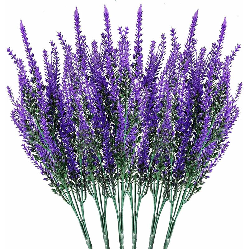 Lavanda artificial, Triomphe 6 piezas Exquisitas flores artificiales, para  cocina, sala de estar, dormitorio o decoración al aire libre (púrpura)