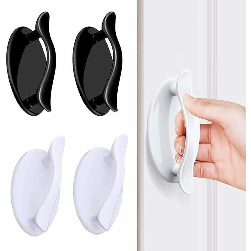 Manija autoadhesiva para ventana de 4 piezas, manija autoadhesiva Triumph, manija adhesiva para puerta corrediza para ventana, armario, cajón, gabinete, refrigerador, auxiliar (blanco + negro)