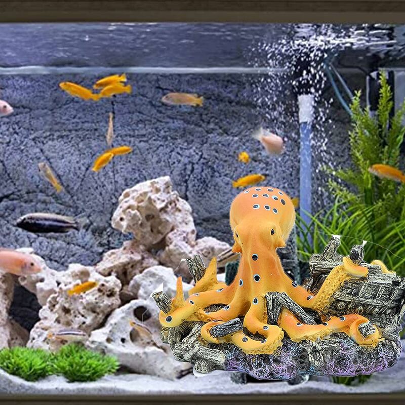 Decoración del acuario Triumph Octopus Decoración de resina Paisaje  Polyresin Cave Ornament para pequeños camarones peces tanque estanque  decoración de plástico