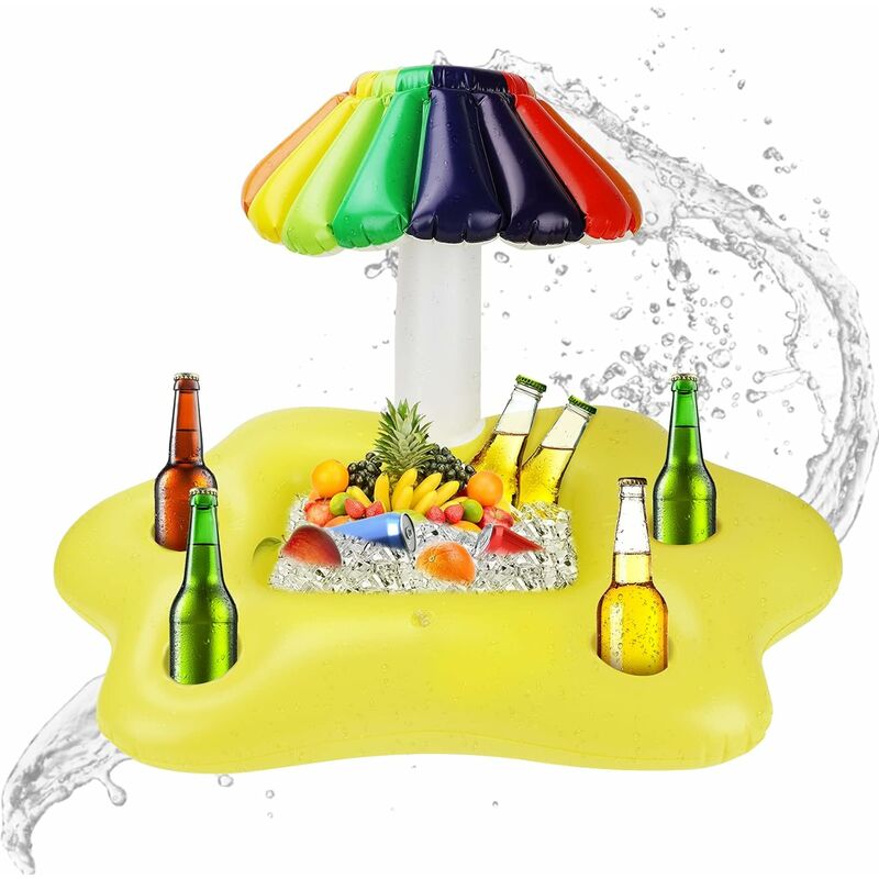 Sombrilla inflable colorida, soporte flotante para bebidas para salón de piscina, artículos para beber, accesorios para fiestas en la playa, portabotellas para vasos de playa, T-Audace