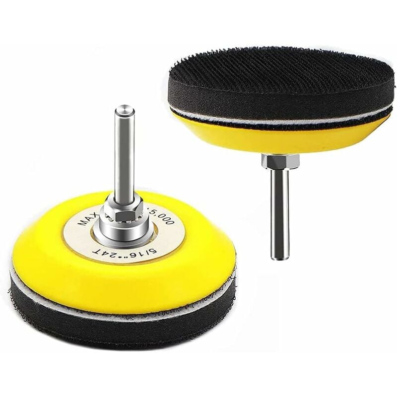 Paquete de 2 almohadillas de lijado de gancho y bucle de 3 pulgadas para discos de lijado con vástago de 6 mm para taladro