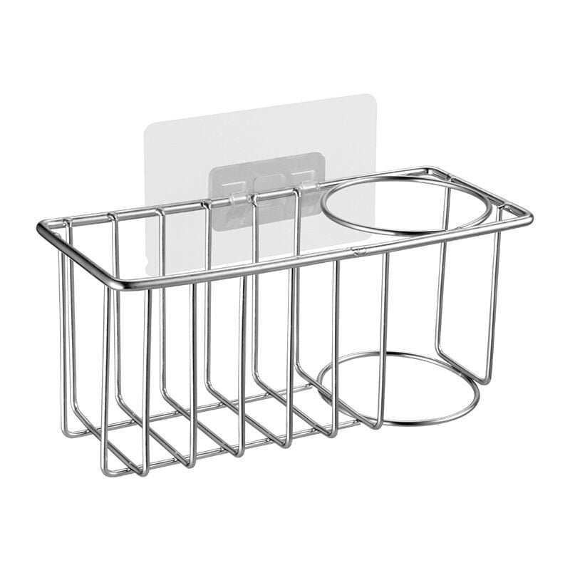 Soporte de esponja para fregadero de cocina 2 en 1, soporte de esponja + soporte adhesivo, soporte para fregadero de cocina, organizador de fregadero de acero inoxidable SUS304 a prueba de herrumbre sin taladrar, Ladacea