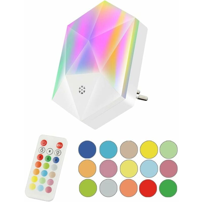 Luz de noche LED, luz de noche LED para niños, enchufe eléctrico, luz de noche LED RGB para niños, lámpara de noche de luz nocturna regulable, luz de noche de CA con enchufe, control remoto, 16 colores ajustables para dormitorios