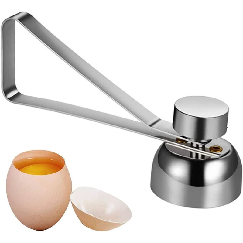 Cortador de huevos de acero inoxidable, herramienta para huevos, separador de yema de huevo, cortador de cáscara de tapa de huevo de acero inoxidable para huevos duros y blandos, abridor de huevos para cocina casera, cortador de huevos