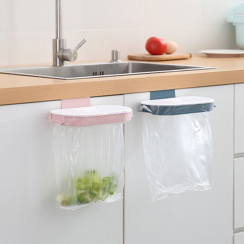 2 soportes para bolsas de basura de cocina, T-Audacity, soporte para bolsas de basura para armarios de cocina, soporte para bolsas de basura empotrado, soporte para basura sobre la puerta del armario, soporte para bolsas de basura