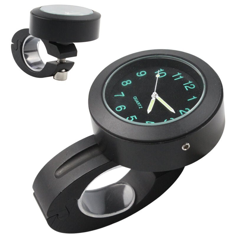 Reloj impermeable para manillar de motocicleta, reloj universal para manillar de motocicleta, reloj brillante de 7/8 a 1 pulgada, reloj universal para motocicleta, manillar de motocicleta, reloj para manillar de bicicleta (negro)