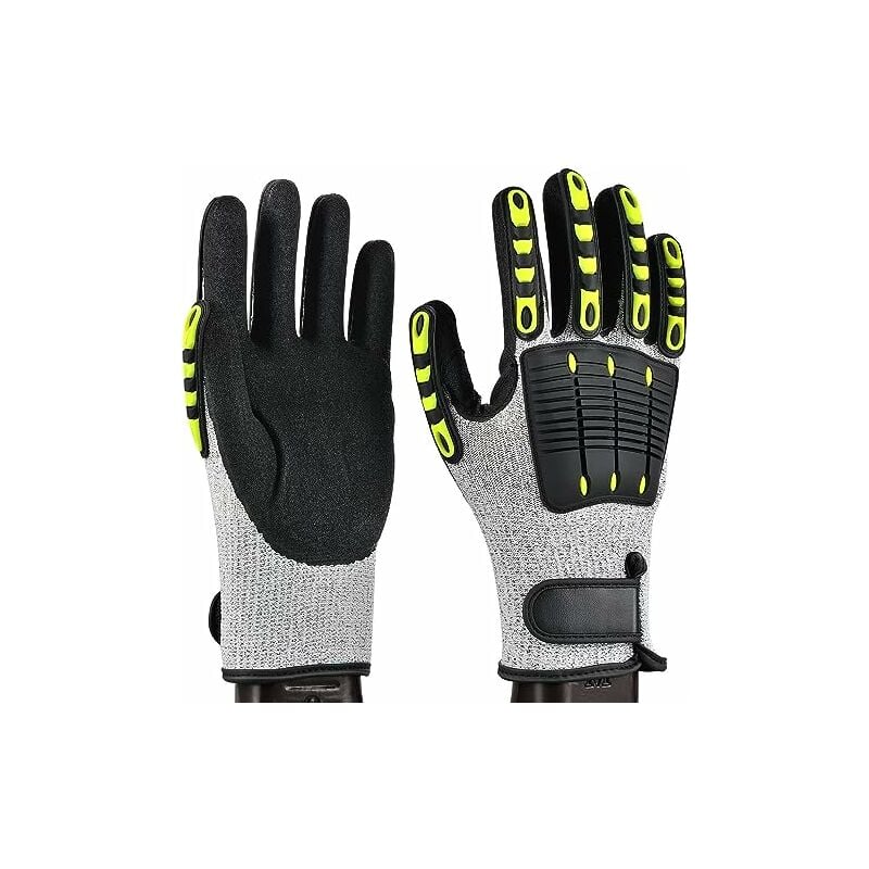 Guantes de trabajo Guantes mecánicos resistentes a cortes Nivel 5 Protección contra cortes Guantes resistentes a la abrasión antivibración para la construcción de jardines Grandes