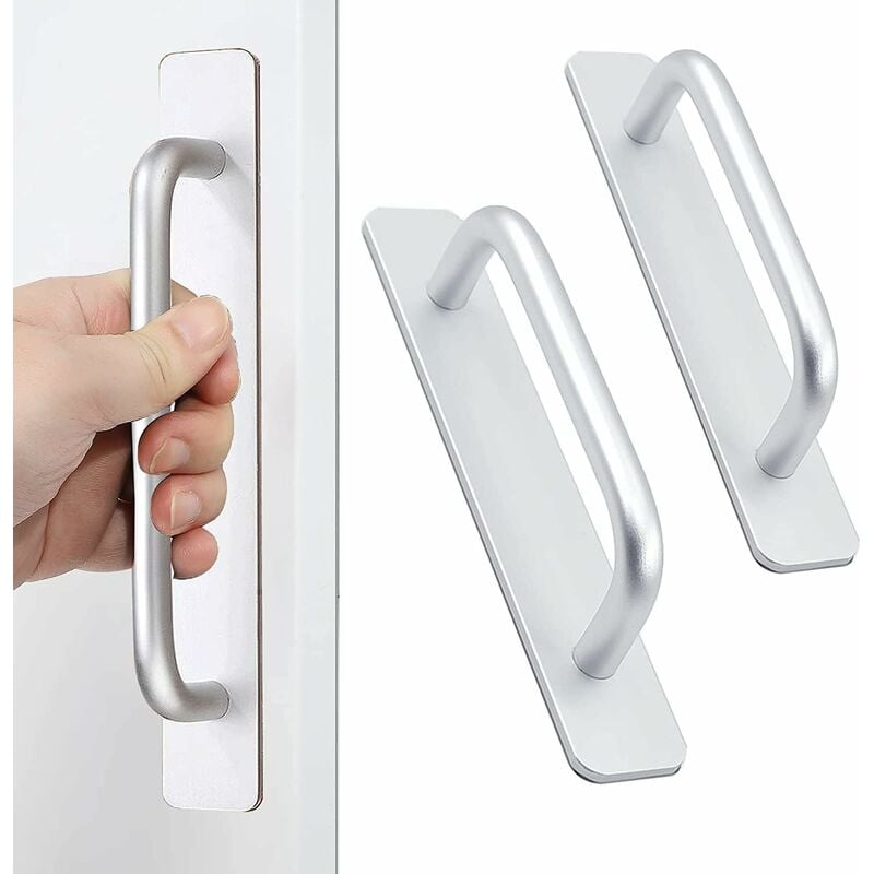 Paquete de 2 manijas autoadhesivas para gabinetes de cocina, baño, cajones, gabinetes, manijas de muebles, manijas de ventanas, tiradores de cocina, tiradores de gabinetes de cocina, 148 mm