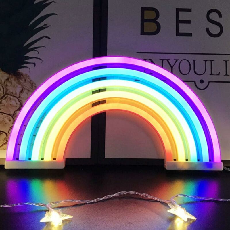 Rainbow Night Light para niños Regalo de Navidad LED Rainbow Neon Signs Lámpara para decoración de pared, decoración de dormitorio, accesorios para el hogar, fiesta, decoración de vacaciones, T-Audacity