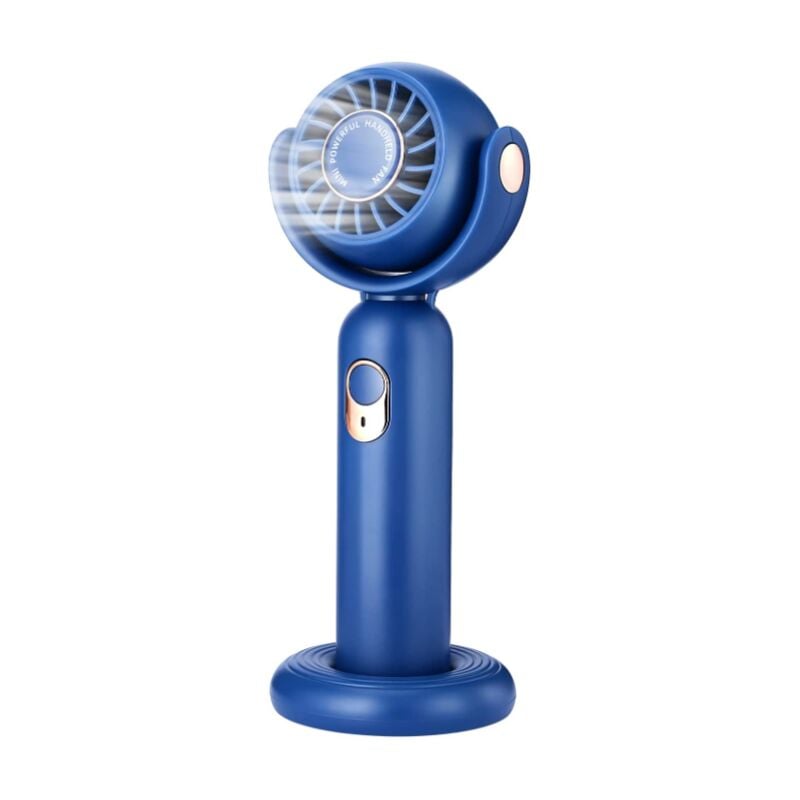 Mini Ventilador Portátil, Ventilador De Mano Vientos Fuertes 3 Velocidades Rotación De 130°, Ventilador De Escritorio Con Base Pequeño Ventilador USB Recargable Para Niños Adultos En Interiores Y Exteriores,Blue，T-Audace