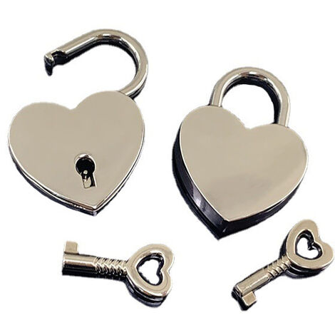 2 juegos de candados pequeños en forma de corazón de metal para equipaje Candado en forma de corazón con llave diario libro o joyero. 