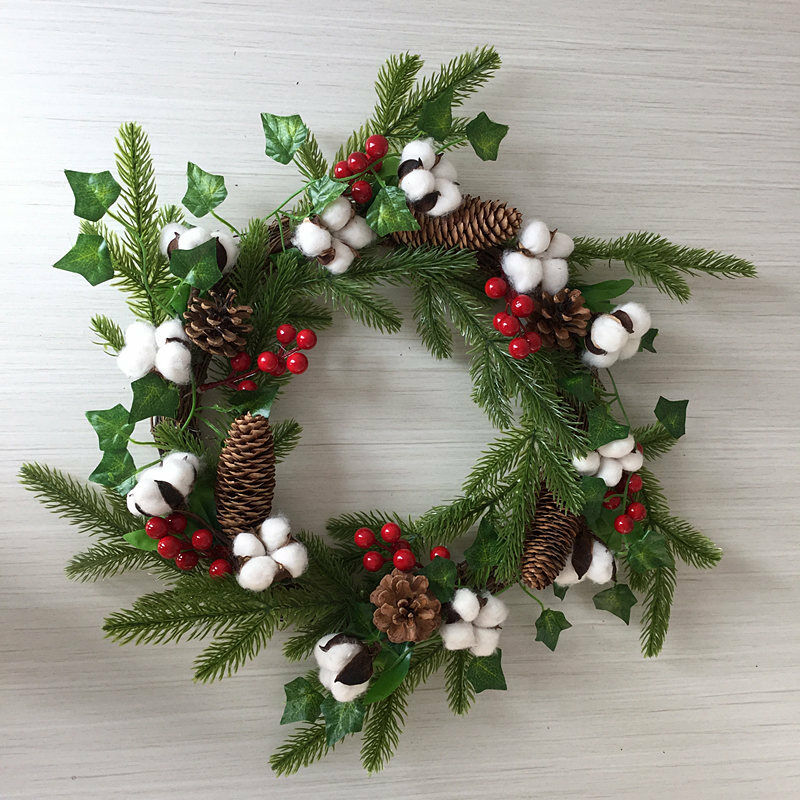 Guirnalda de mimbre para colgar en la pared de la entrada de la puerta de Navidad Artificial decoración del árbol del hogar de la fiesta de vacaciones con Bowknot Jingle